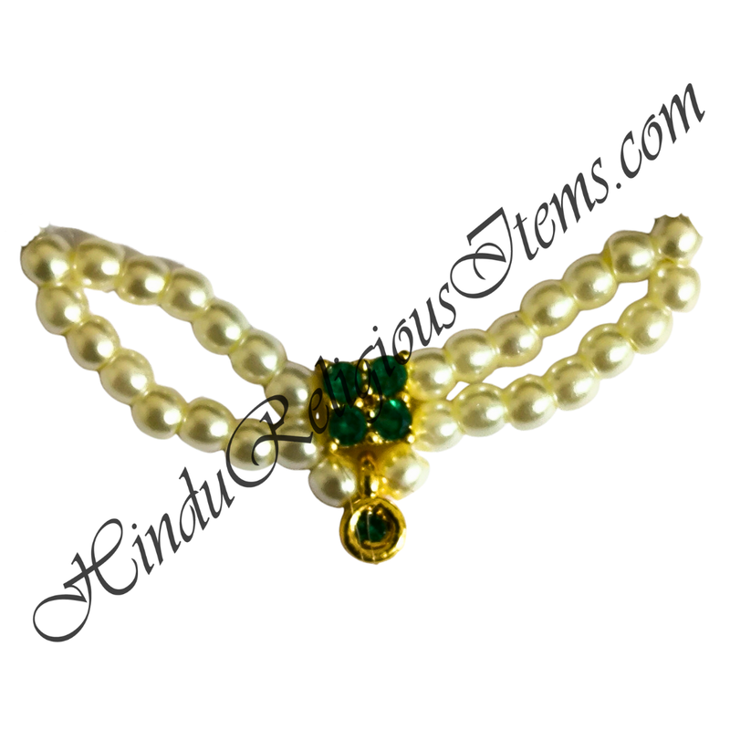 Premium Quality White Moti Gop Mala With AD Diamond