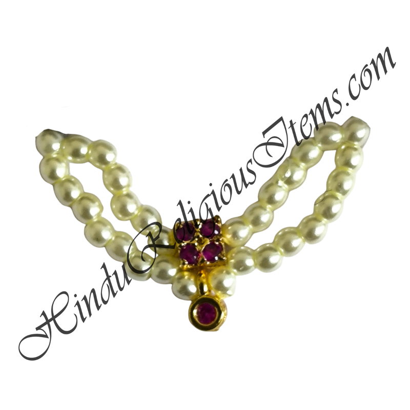 Premium Quality White Moti Gop Mala With AD Diamond