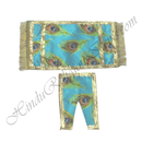 Lalan Satin Peacock Feather Print Chira Vastra with Golden Lace