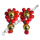 Coloured Moti Flower Shape Kundal