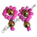 Coloured Moti Flower Shape Kundal