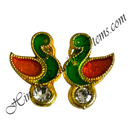 Golden Metal Meenakari Peacock Shape Kundal