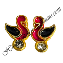 Golden Metal Meenakari Peacock Shape Kundal