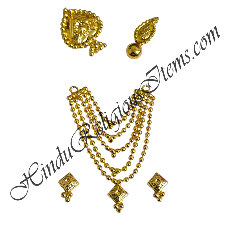 Premium Quality Golden Metal Five Layer Moti Mala Chitraji Set