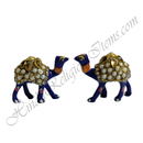 Pair of blue Meenakari metal camel Khilona with Kundan and Moti work