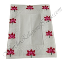 Chitraji cotton hand printed Vastra with net lace - Dark Pink Kamal design