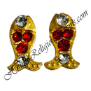 Golden Metal Nang Diamond Matsyakrut Shape Kundal