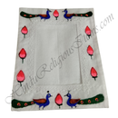 Chitraji cotton hand printed Vastra with net lace - Peacock with Kamal Kali design