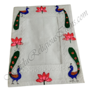 Chitraji cotton hand printed Vastra with net lace - Peacock with Kamal design