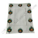 Chitraji cotton hand printed Vastra with net lace - Peacock Feather design