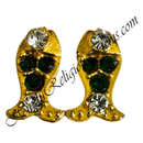 Golden Metal Nang Diamond Matsyakrut Shape Kundal