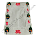 Chitraji cotton hand printed Vastra with net lace - Peacock Feather with Kamal design