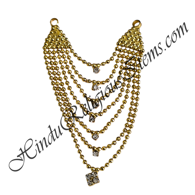 Premium Quality 7 Layer Golden Moti Mala With Flower Shape Nang(Diamond) Pendent