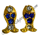 Golden Metal Nang Diamond Matsyakrut Shape Kundal