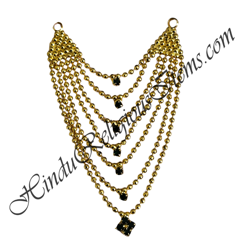 Premium Quality 7 Layer Golden Moti Mala With Flower Shape Nang(Diamond) Pendent