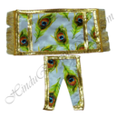 Lalan Satin Peacock Feather Print Chira Vastra with Golden Lace