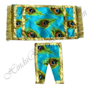 Lalan Satin Peacock Feather Print Chira Vastra with Golden Lace