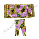Lalan Satin Peacock Feather Print Chira Vastra with Golden Lace