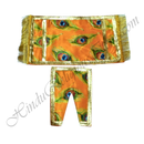 Lalan Satin Peacock Feather Print Chira Vastra with Golden Lace