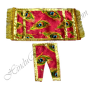Lalan Satin Peacock Feather Print Chira Vastra with Golden Lace