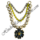 Premium Quality Pearl & Crystal Mala With Flower Shape Pendant