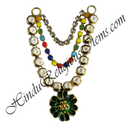 Premium Quality Pearl & Crystal Mala With Flower Shape Pendant
