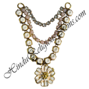Premium Quality Pearl & Crystal Mala With Flower Shape Pendant