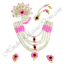 Premium Quality White Moti With Colour Moti Mala Chitraji Set