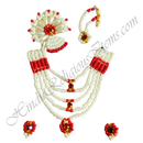 Premium Quality White Moti With Colour Moti Mala Chitraji Set