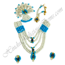 Premium Quality White Moti With Colour Moti Mala Chitraji Set