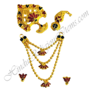 Golden Moti Chitraji Mala Set with Kamal shape pendant, Mukut, Sheeshful and Kundal for Shri Thakorji
