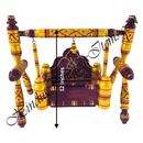 Decorative swing with purple and yellow design, labeled '12 Inches'.