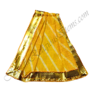 Yellow with White Chitraji Cotton Leheriya Taniya with golden lace