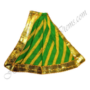 Green with Yellow Chitraji Cotton Leheriya Taniya with golden lace