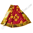 Chitraji Cotton Chofuli Bandhani Taniya with golden lace - Dark Red