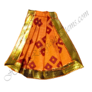 Chitraji Cotton Chofuli Bandhani Taniya with golden lace - Orange