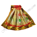 Red with White Chitraji Brocade Ek Dhari Bhandhani Taniya with golden lace