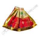 White with Red Chitraji Brocade Ek Dhari Bhandhani Taniya with golden lace