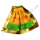 Orange with Green Chitraji Brocade Ek Dhari Bhandhani Taniya with golden lace