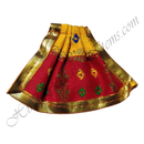 Orange with Red Chitraji Brocade Ek Dhari Bhandhani Taniya with golden lace