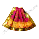 Pink with Orange Chitraji Brocade Ek Dhari Bhandhani Taniya with golden lace