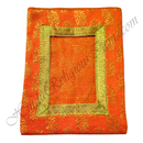 Chitraji Brocade Golden Jhari Feather Print Vastra with golden Jhari lace, Orange