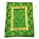 Chitraji Brocade Golden Jhari Feather Print Vastra with golden Jhari lace, Green