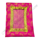Chitraji Brocade Golden Jhari Feather Print Vastra with golden Jhari lace, Dark Pink