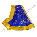 Chitraji Cotton Leaf Print Basma Chappa Taniya with golden lace, Blue