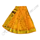 Chitraji Cotton Leaf Print Basma Chappa Taniya with golden lace, Orange