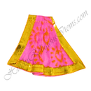 Chitraji Cotton Leaf Print Basma Chappa Taniya with golden lace, Pink