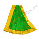Chitraji Cotton Leaf Print Basma Chappa Taniya with golden lace, Green