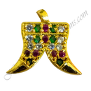 Golden metal AD Waghnakh pendant in Multi-Colour stones for Kanth Shringar of Shri Thakorji