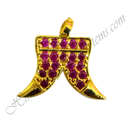 Golden metal AD Waghnakh pendant with Pink centre stone for Kanth Shringar of Shri Thakorji